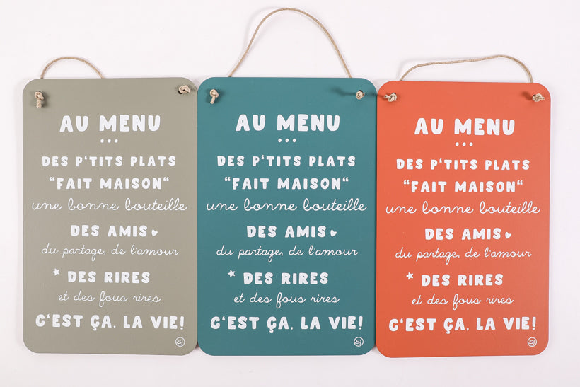 Pancarte message au menu