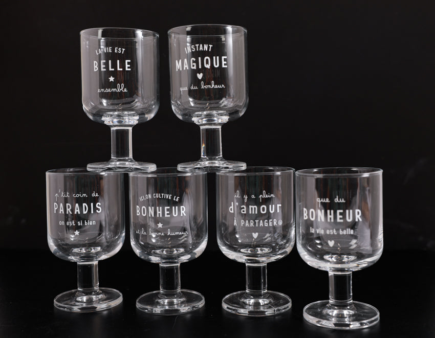 6 verres à pied empilable instant magique