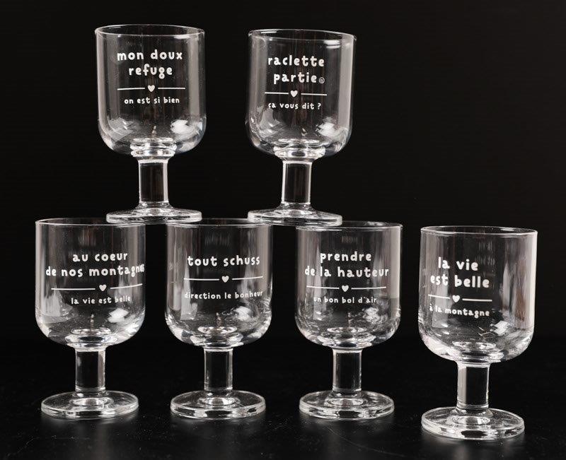 6 verres à pied empilable mon doux refuge