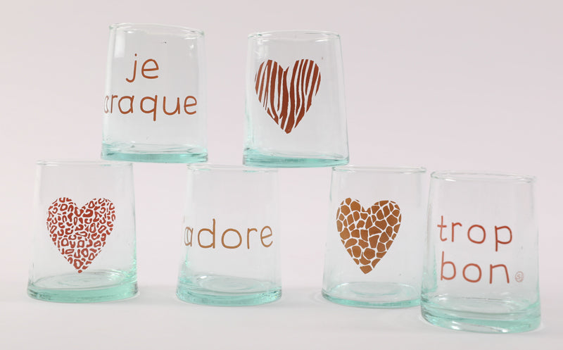 6 verres Beldi gm coeurs j'adore