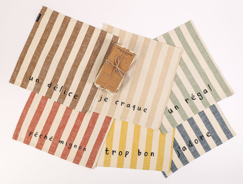 Lot de 6 serviettes de table un régal (rayures)