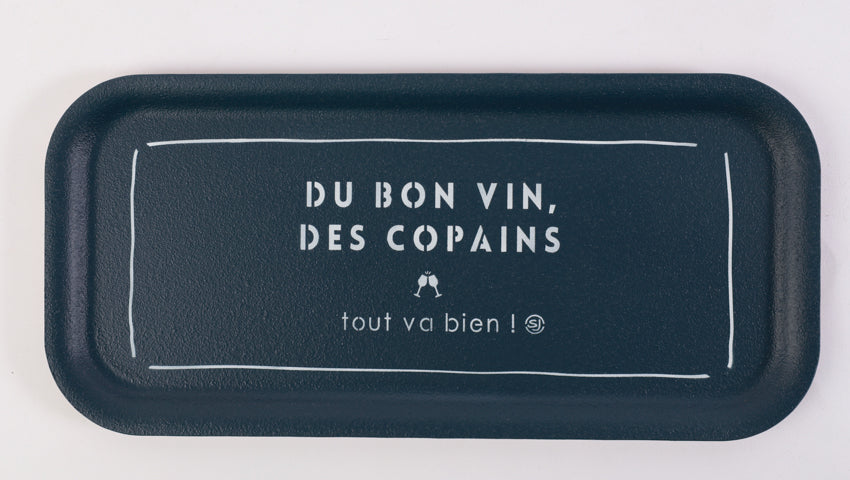 Plateau thermo liège rectangle du bon vin des copains