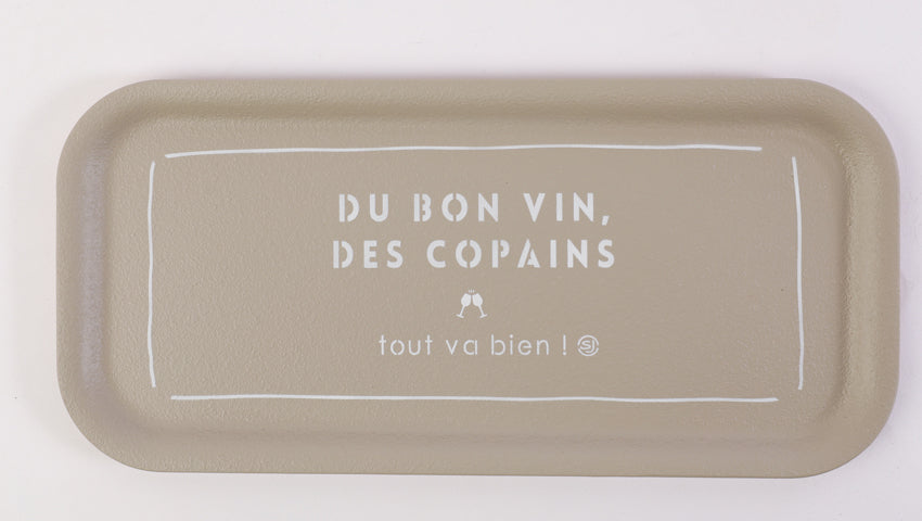 Plateau thermo liège rectangle du bon vin des copains