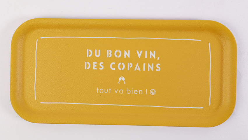 Plateau thermo liège rectangle du bon vin des copains