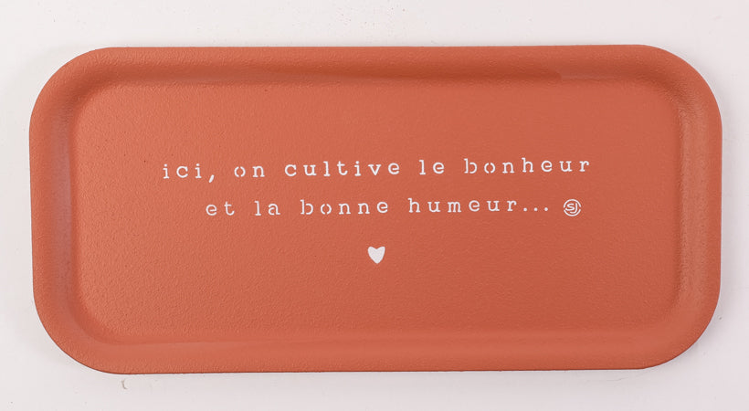 Plateau thermo liège rectangle ici on cultive le bonheur