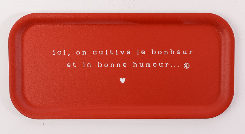 Plateau thermo liège rectangle ici on cultive le bonheur