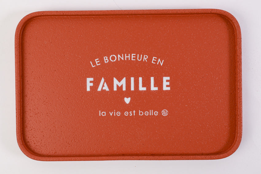 Plateau liège 20x30cm le bonheur en famille