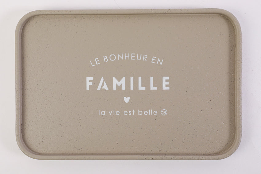 Plateau liège 20x30cm le bonheur en famille