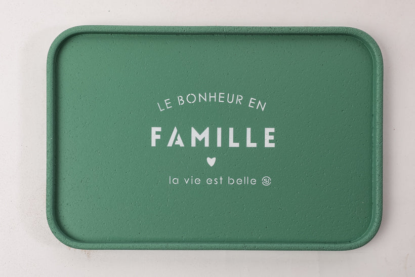Plateau liège 20x30cm le bonheur en famille