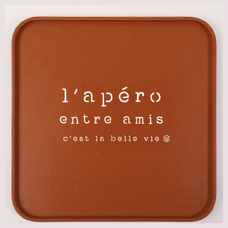 Plateau liège 30x30cm l'apéro entre amis