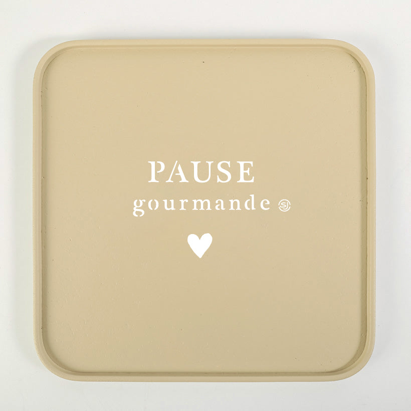 Plateau liège 30x30cm pause gourmande