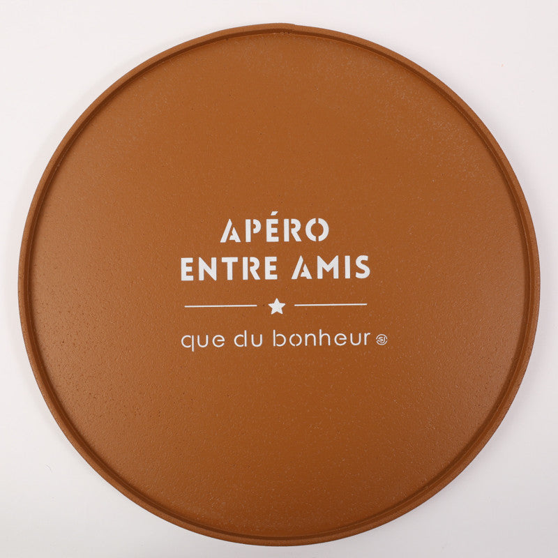 Plateau liège rond apéro entre amis