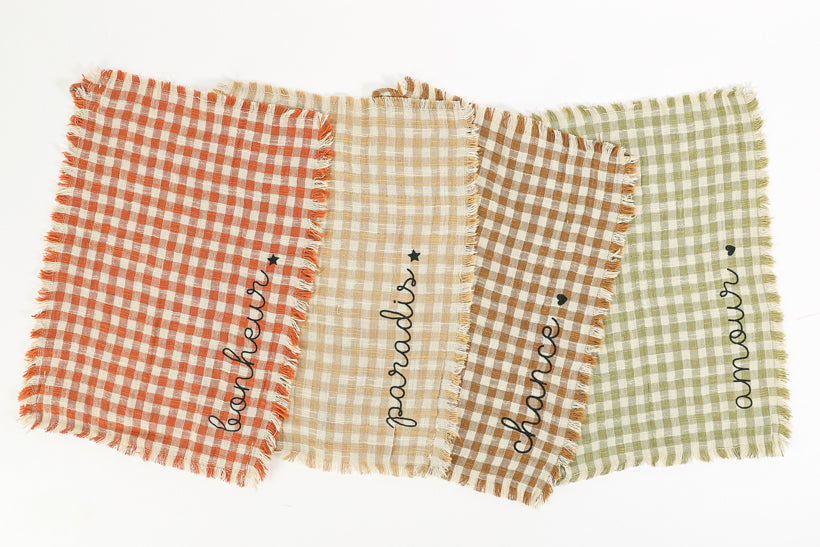 Lot de 4 essuie-mains vichy amour