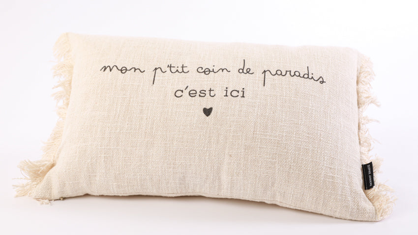 Coussin rectangle franges p'tit coin de paradis