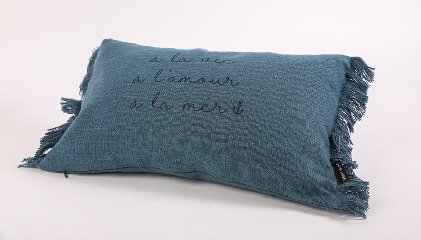 Coussin rectangle frangés à la vie à l'amour...