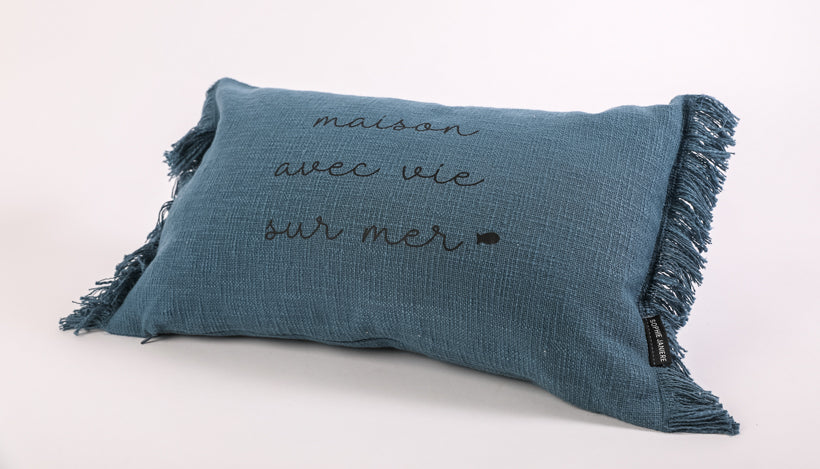 Coussin rectangle frangés maison avec vie sur mer