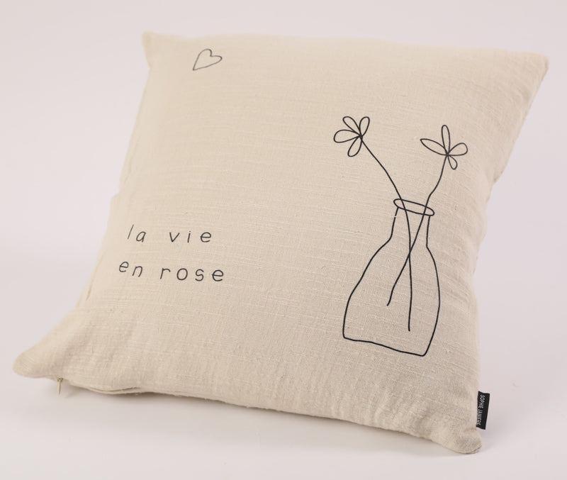 Coussin carré la vie en rose