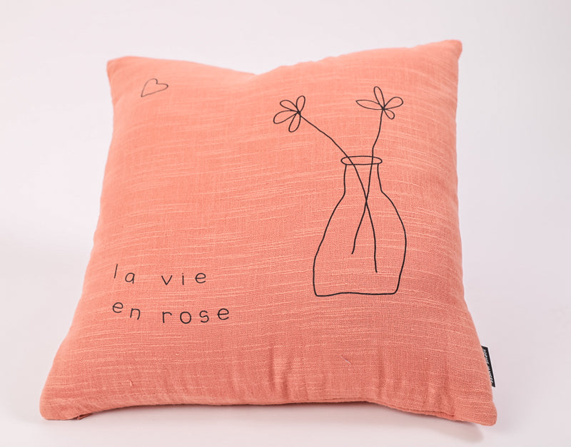 Coussin carré la vie en rose