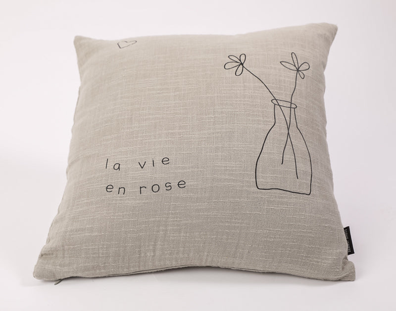 Coussin carré la vie en rose