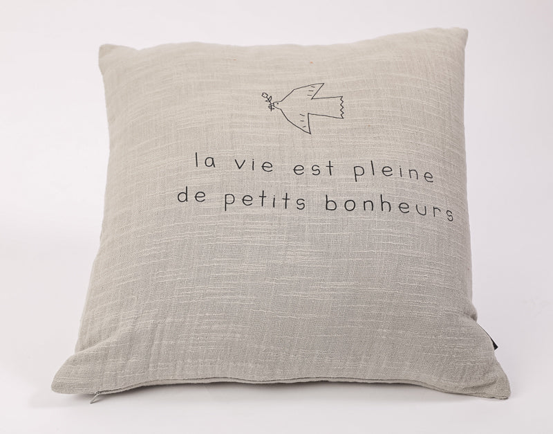 Coussin carré la vie est pleine de petits bonheurs