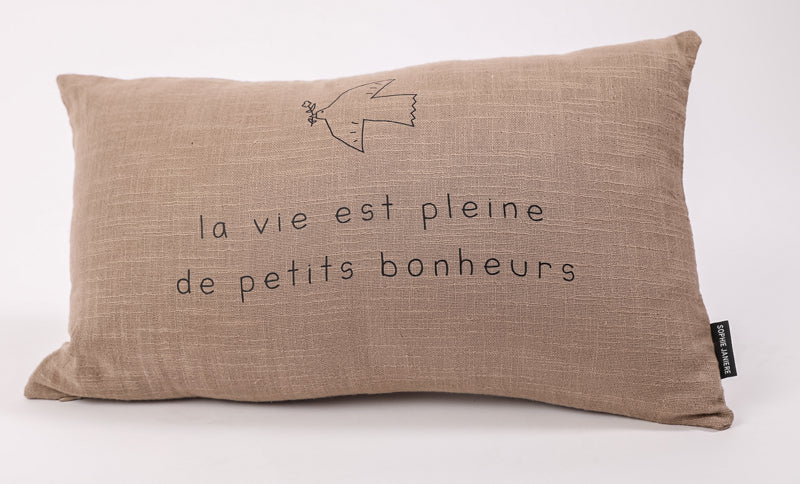 Coussin rectangle la vie est pleine de petits bonheurs