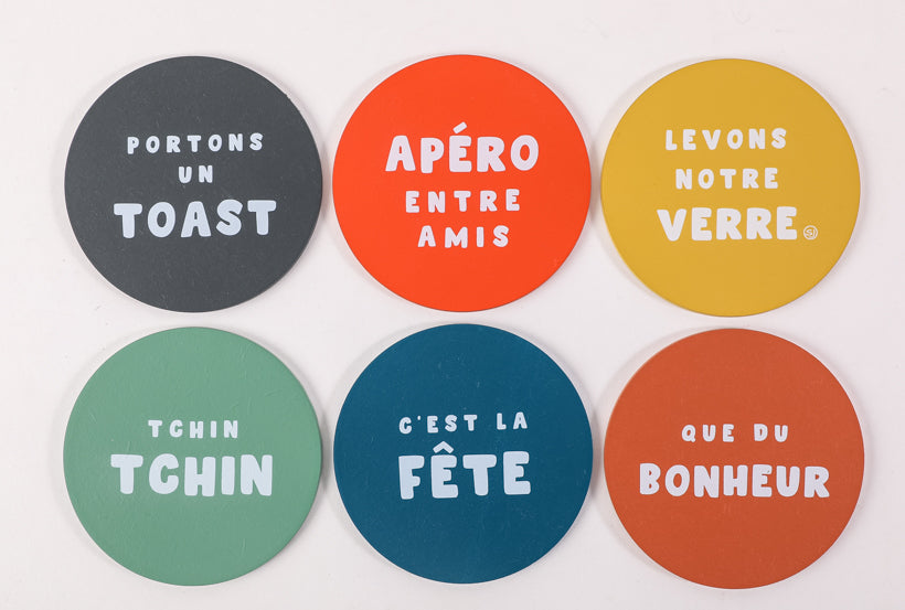 lot de 6 dessous de verre apéro entre amis