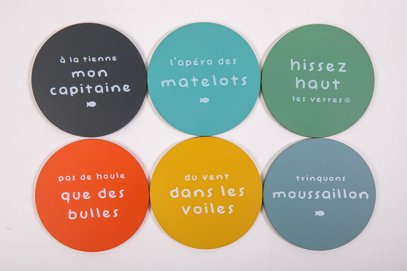 lot de 6 dessous de verre à la tienne mon capitaine