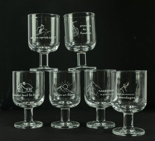 6 verres à pied empilable montagne