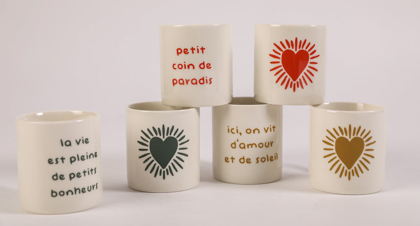 6 mini mugs cœur soleil