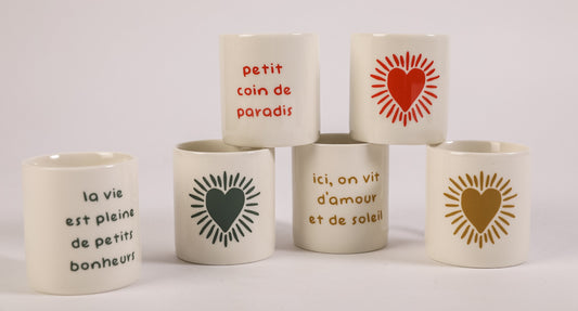 6 mini mugs cœur soleil