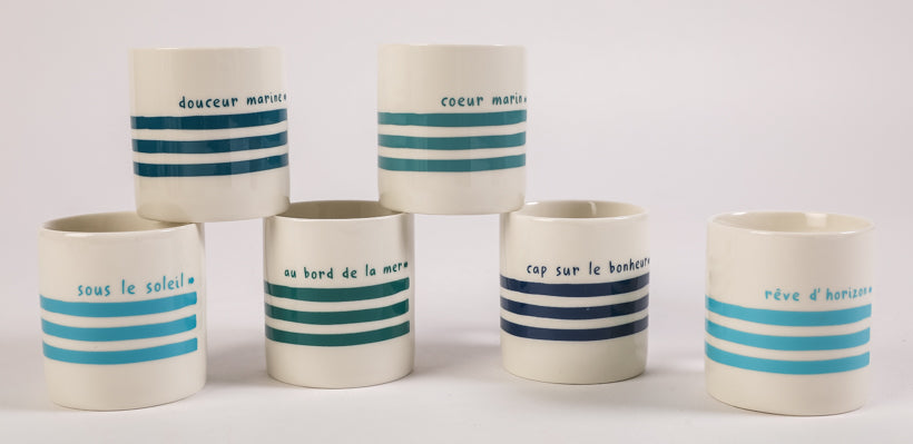 6 mini mugs marinière