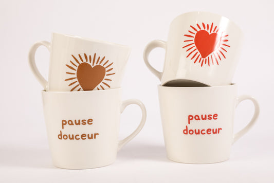 Lot de 2 mugs déjeuner cœur soleil