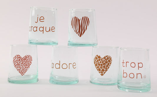 6 verres Beldi gm coeurs j'adore