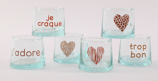 6 verres Beldi pm coeurs j'adore