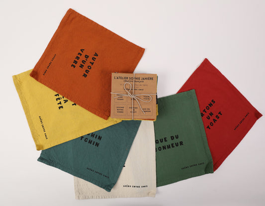 Lot de 6 serviettes de table apéro entre amis