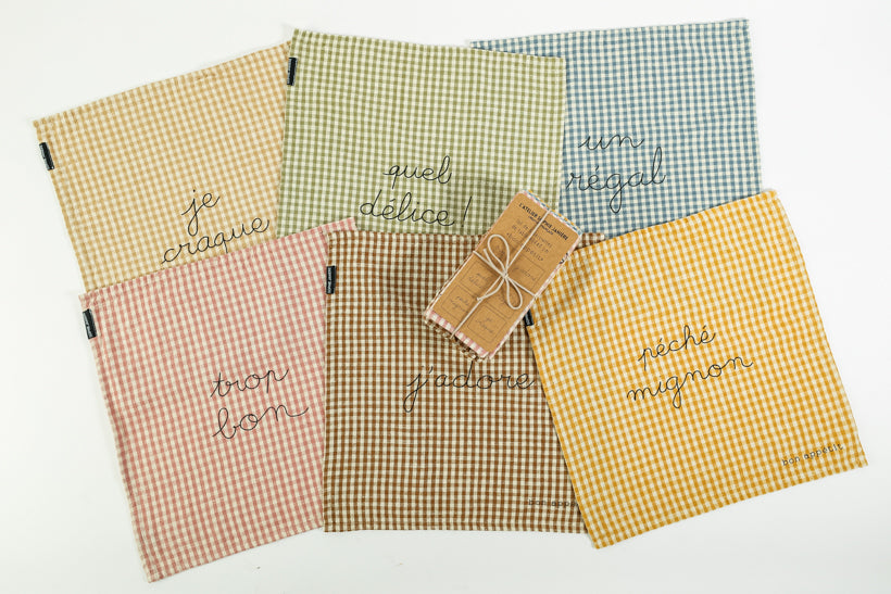 Lot de 6 serviettes de table Vichy je craque