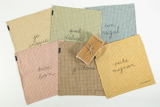 Lot de 6 serviettes de table Vichy je craque