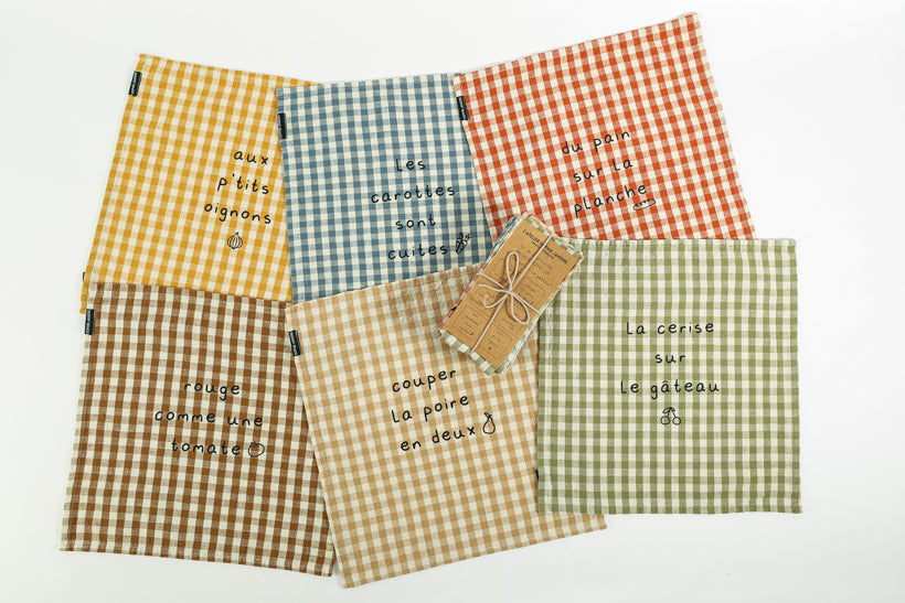 Lot de 6 serviettes de table Vichy aux p'tits oignons