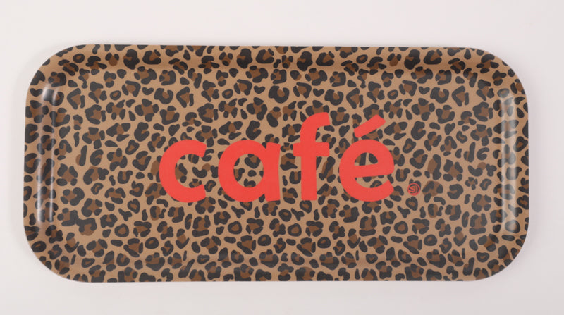 Plateau rectangle café léopard