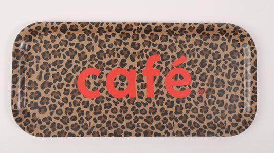 Plateau rectangle café léopard