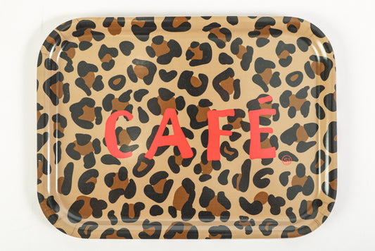 Plateau rectangle pm café léopard