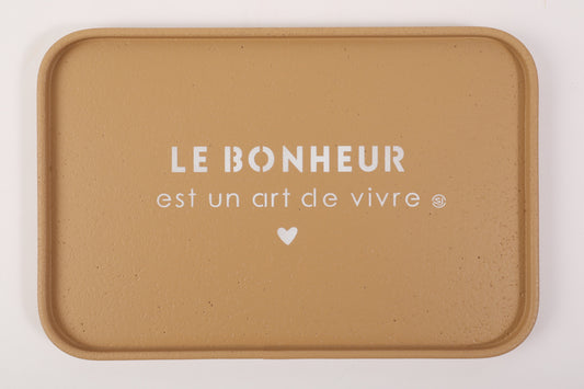 Plateau liège 20x30cm le bonheur est un art de vivre