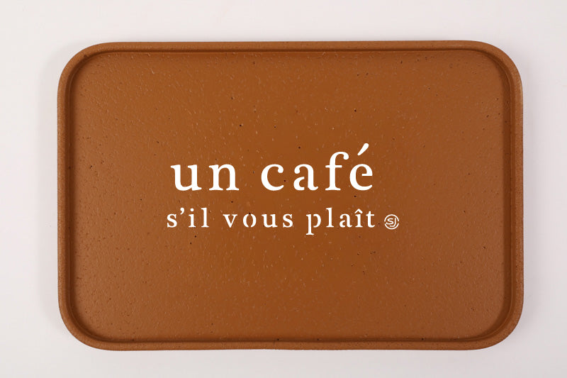 Plateau liège 20x30cm un café svp