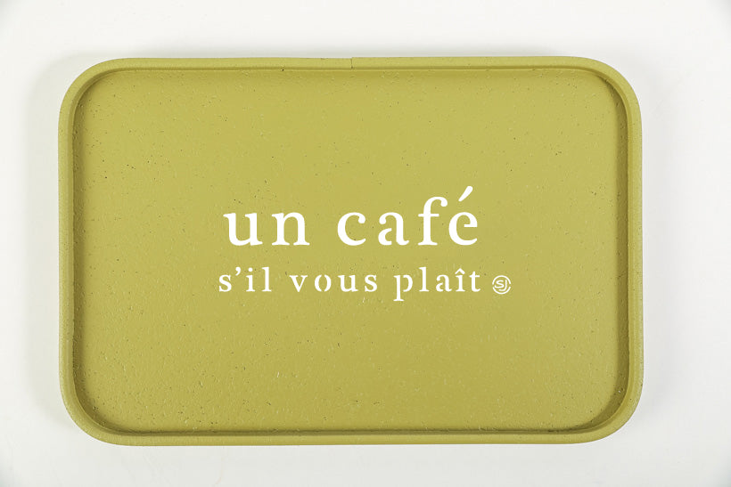 Plateau liège 20x30cm un café svp