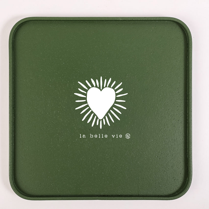 Plateau liège 30x30cm cœur soleil