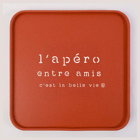 Plateau liège 30x30cm l'apéro entre amis