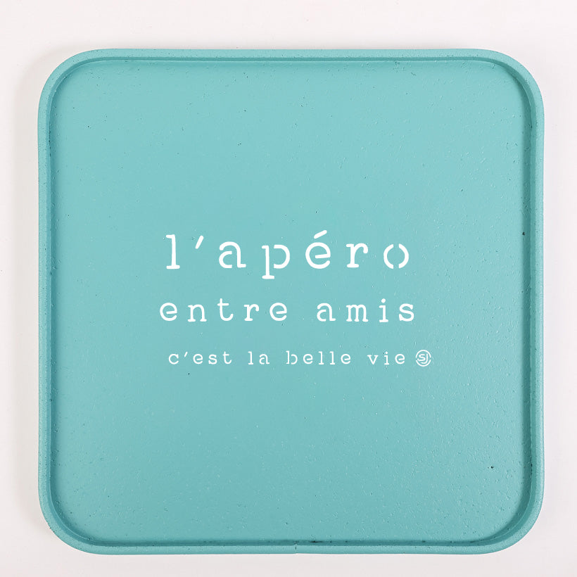 Plateau liège 30x30cm l'apéro entre amis