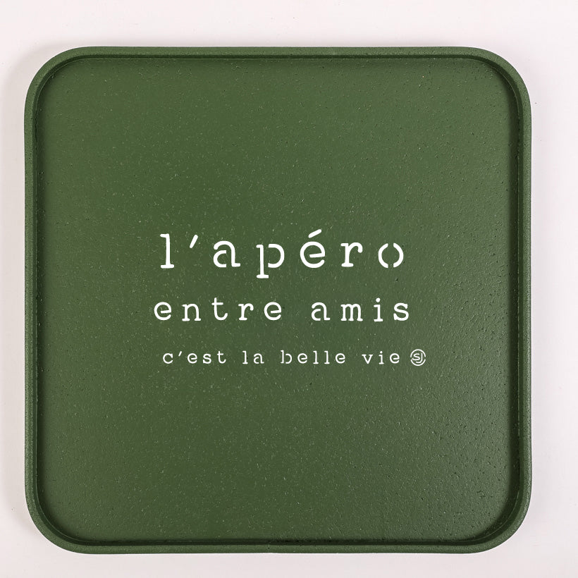 Plateau liège 30x30cm l'apéro entre amis