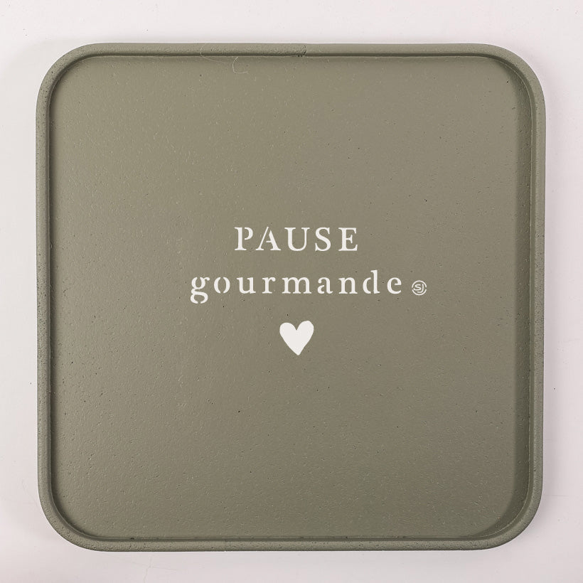 Plateau liège 30x30cm pause gourmande