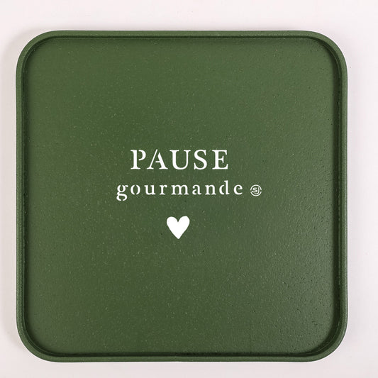 Plateau liège 30x30cm pause gourmande